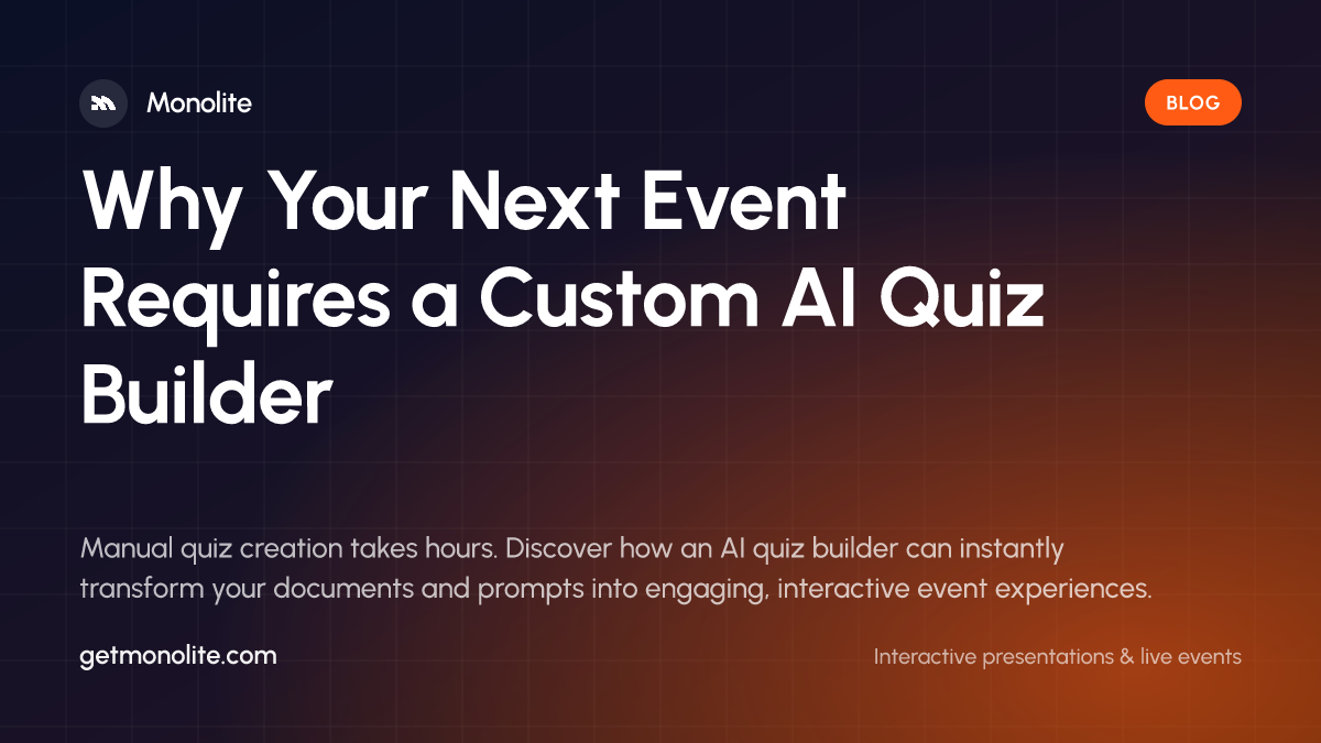 A professional event organizer using an AI quiz builder on a laptop while an engaged audience participates on their smartphones in the background.