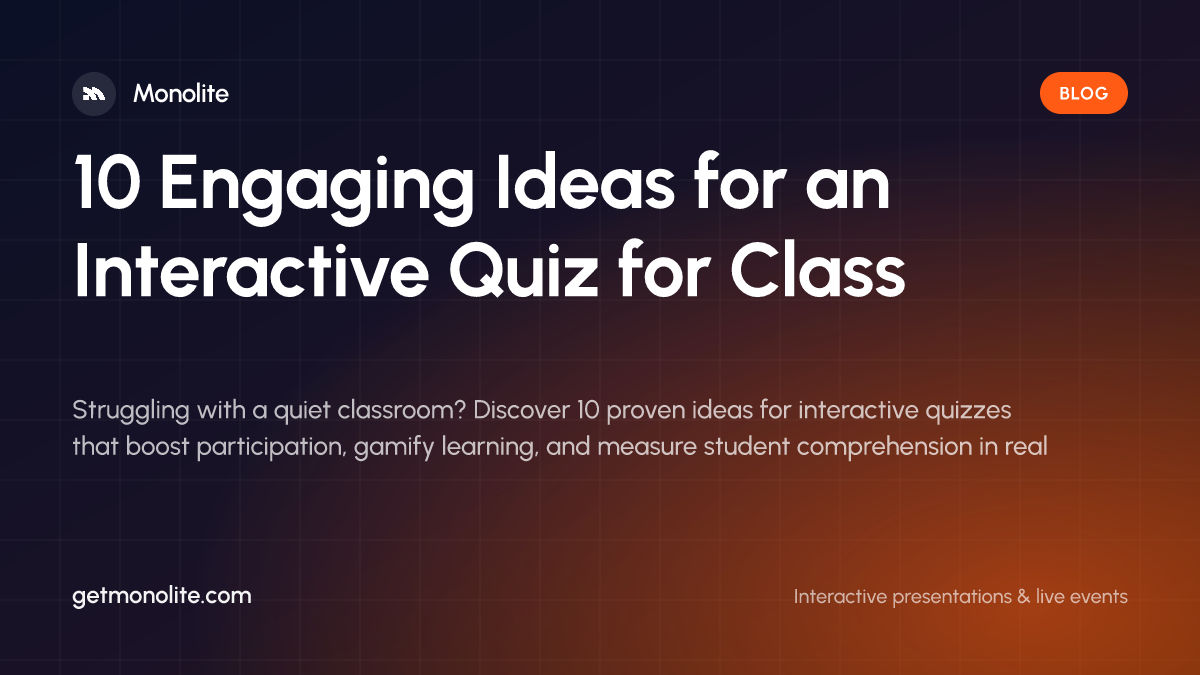 A teacher pointing to a digital interactive quiz on a large screen while students participate on their phones.