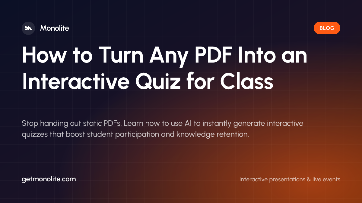 A teacher presenting an interactive quiz generated from a PDF on a classroom screen