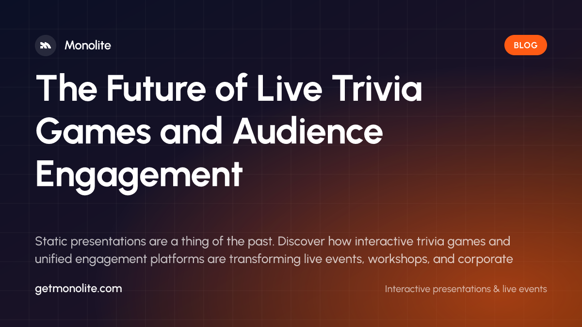 Audience members playing a live trivia game on their smartphones at a corporate conference